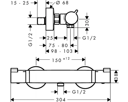 Смеситель для душа Hansgrohe Ecostat Comfort, термостатический, хром, 13116000