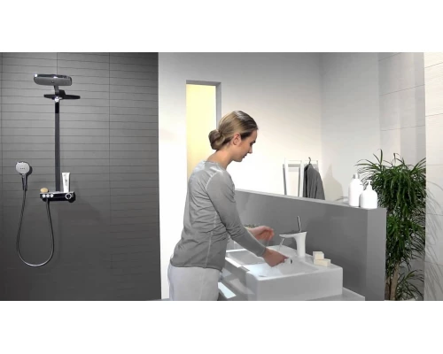 Смеситель Hansgrohe PuraVida 15275400 для раковины с гигиеническим душем, белый/хром
