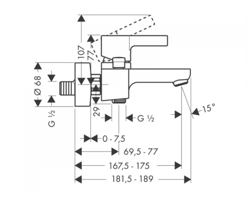 Смеситель Hansgrohe Metris S 31460 для ванны и душа