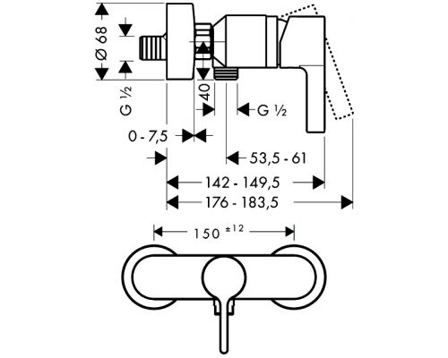Смеситель Hansgrohe Metris S 31660 для душа