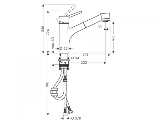 Смеситель Hansgrohe Talis S 32841000 для кухни с выдвижной лейкой