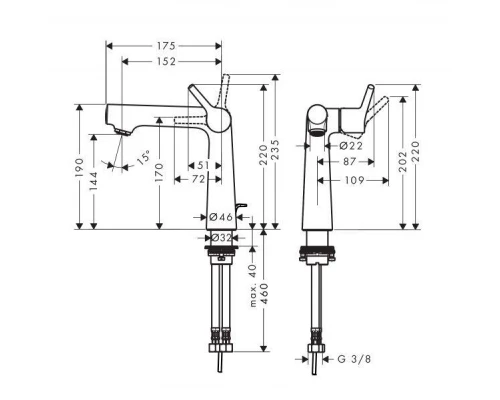 Смеситель Hansgrohe Talis S 140 72113000 для раковины, хром