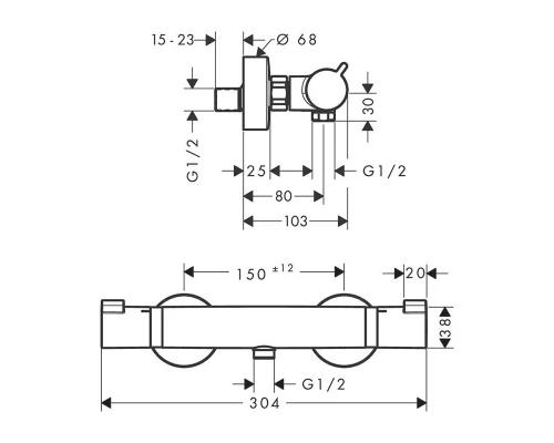 Смеситель для душа Hansgrohe Ecostat Comfort, термостатический, белый матовый, 13116700