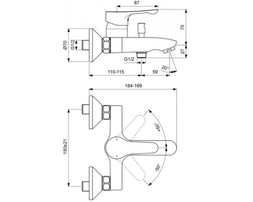 Набор смесителей для ванной Ideal Standard «Alpha 3 в 1» BD004AA, хром