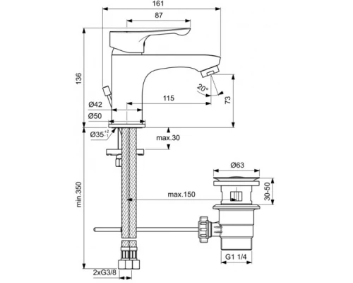 Набор смесителей для ванной Ideal Standard «Alpha 3 в 1» BD004AA, хром