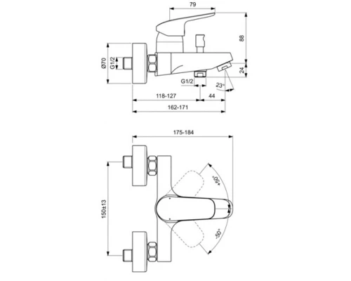 Набор смесителей для ванной Ideal Standard «Ceraflex 3 в 1» BD001AA, хром