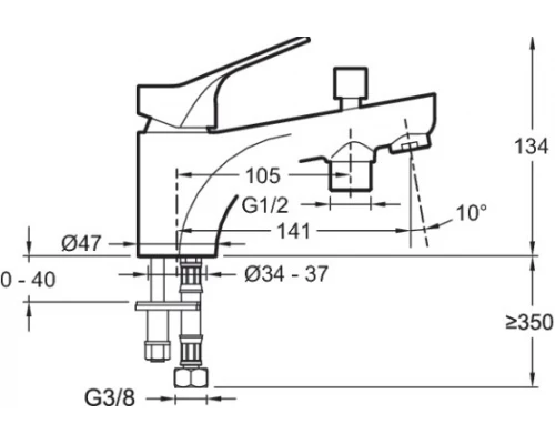 Смеситель Jacob Delafon Brive E75769-CP для ванны и душа, на борт ванны