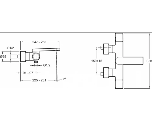 Смеситель Jacob Delafon Composed E73110-CP для ванны/душа