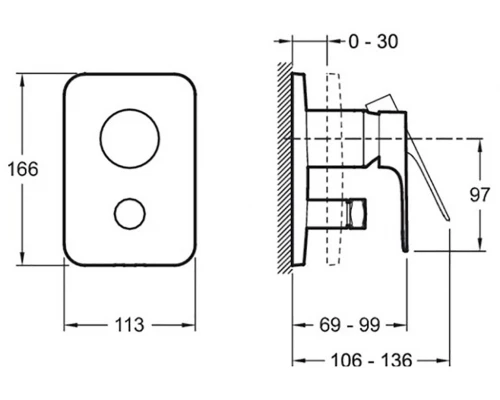 Смеситель Jacob Delafon Aleo+ E98718-CP для ванны/душа
