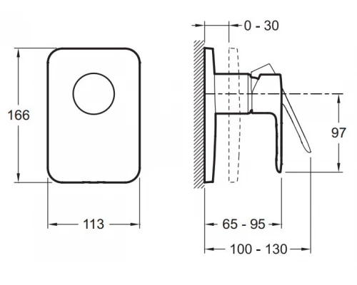 Смеситель Jacob Delafon July E98702-CP для душа, встраиваемый, внешняя часть