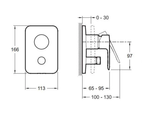 Смеситель Jacob Delafon July E98714-CP для ванны и душа, встраиваемый, внешняя часть