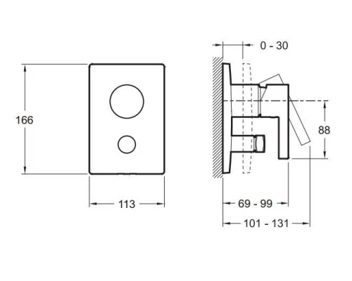 Смеситель Jacob Delafon Stillness E98723-CP для ванны и душа, встраиваемый, внешняя часть