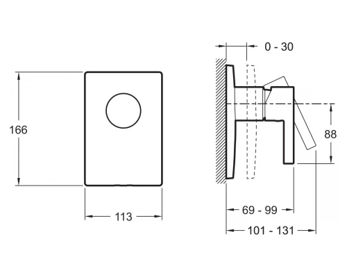Смеситель Jacob Delafon Stillness E98711-CP для душа, встраиваемый, внешняя часть