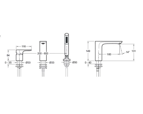 Смеситель Jacob Delafon Aleo для ванны и душа, хром E72292-CP