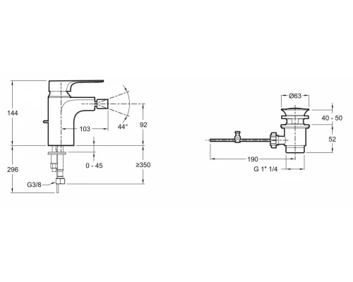 Смеситель Jacob Delafon Alleo+ E72317-CP для биде