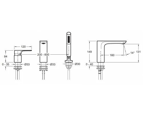 Смеситель Jacob Delafon Alleo+ E72330-CP для ванны