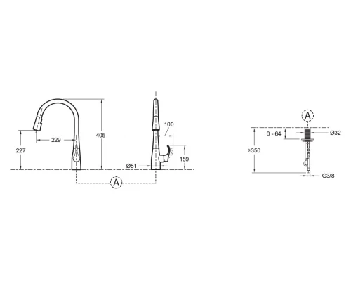 Смеситель Jacob Delafon Suzanne E72511-CP для кухонной мойки, с выдвижным изливом, хром