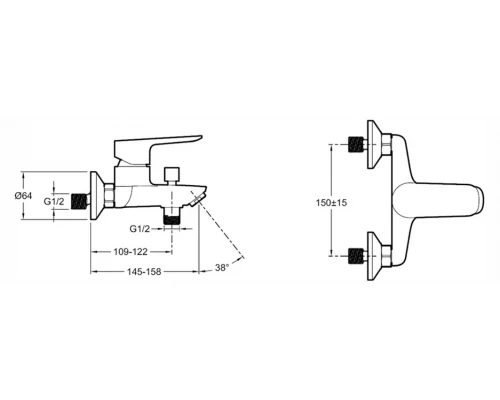 Смеситель Jacob Delafon Oscar E29844-CP для ванны и душа, хром