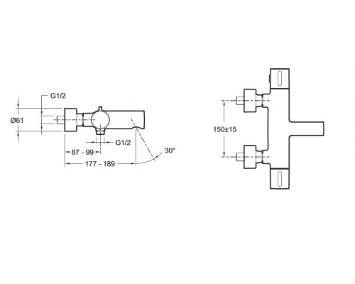 Смеситель Jacob Delafon Cuff E78520-CP для ванны и душа, термостатический