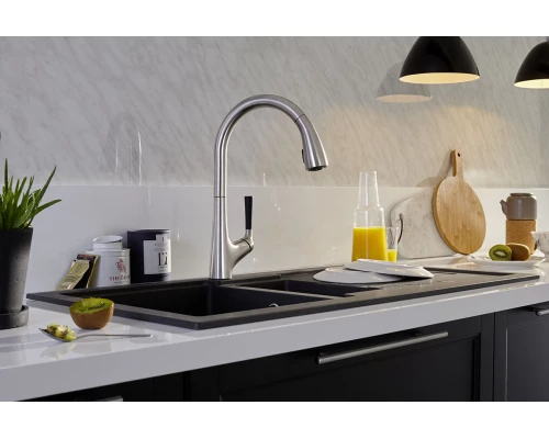 Смеситель Jacob Delafon Malleco E77748-VS для кухонной мойки c выдвижным изливом, сенсорный