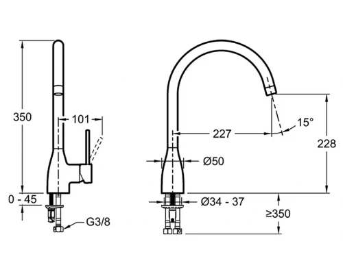 Смеситель Jacob Delafon Mariette E23303-CP для кухонной мойки