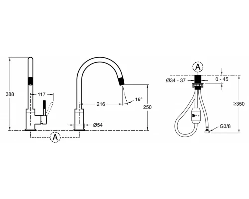Смеситель Jacob Delafon Edgar E23309-CP для кухонной мойки, с выдвижным изливом