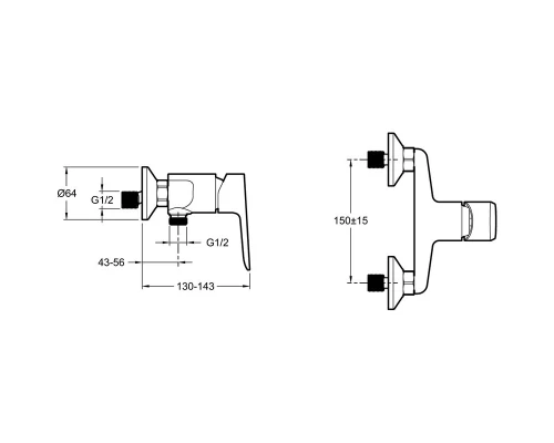 Смеситель Jacob Delafon Oscar E29843-BL для душа, черный матовый