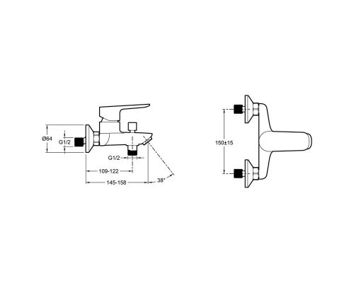 Смеситель Jacob Delafon Oscar E29844-BL для ванны и душа, черный матовый