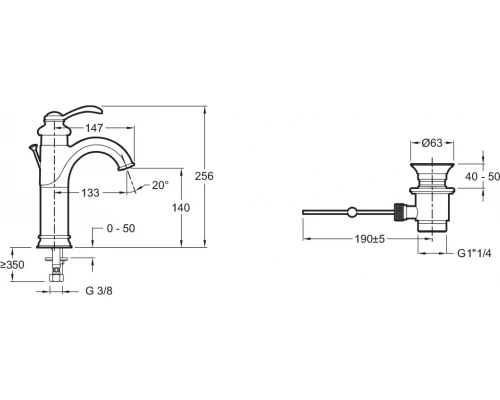 Смеситель Jacob Delafon Fairfax E72091 для раковины с донным клапаном
