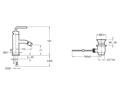 Смеситель Jacob Delafon Purist E14434 для биде