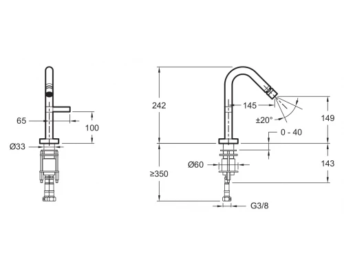 Смеситель Jacob Delafon Stillness E971-4-CP для биде
