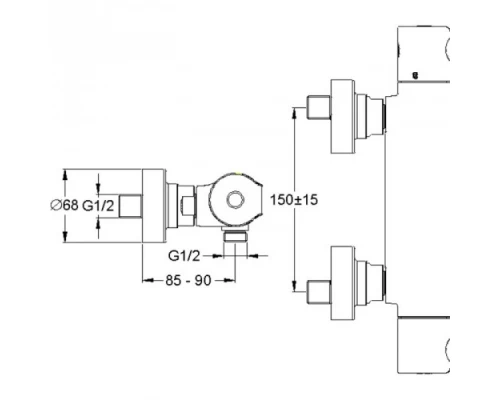Смеситель Jacob Delafon Singulier E10872-CP для душа термостатический