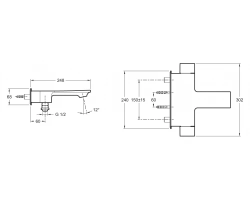 Смеситель Jacob Delafon STANCE E9100-CP для ванны