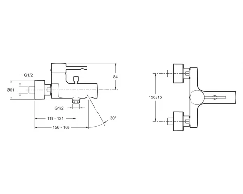 Смеситель Jacob Delafon Cuff E45532-CP для ванны и душа