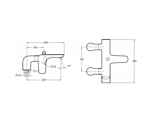Смеситель Jacob Delafon Aleo E72283-CP для ванны и душа