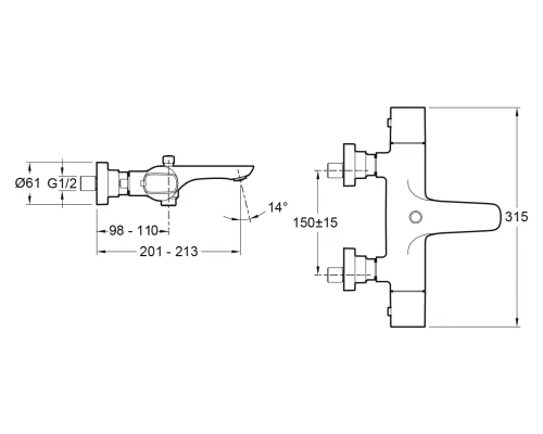 Смеситель Jacob Delafon Aleo E72286-CP для ванны и душа