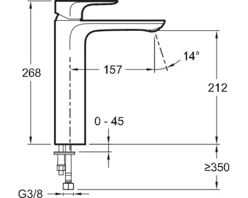 Смеситель Jacob Delafon Aleo для раковины без донного клапана, E72299-4-CP