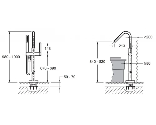 Смеситель Jacob Delafon Stillness E97344-CP для ванны и душа со шлангом и держателем