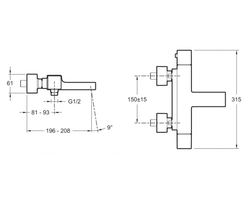 Смеситель Jacob Delafon Strayt E9127-CP для ванны и душа