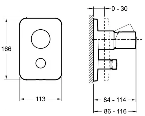 Смеситель Jacob Delafon Toobi E98719-CP для ванны и душа, встраиваемый, внешняя часть