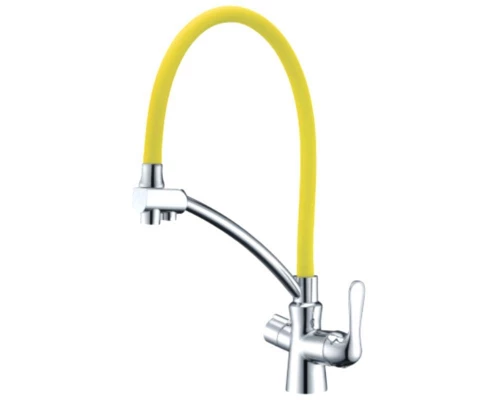 Смеситель Lemark Comfort LM3070C-Yellow для кухонной мойки, хром/желтый