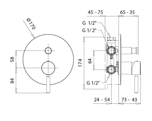 Смеситель Migliore Fortis Black для ванны и душа, черный матовый, 30464