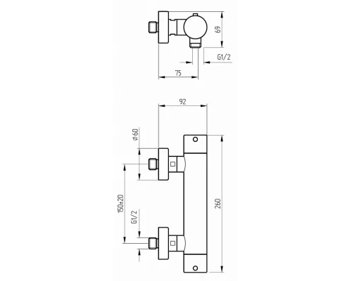 Смеситель Migliore Fortis 18657 для душа термостатический, хром