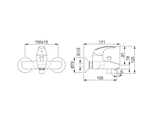 Смеситель для ванны и душа Oras Polara 1440Y