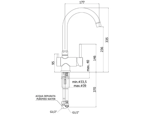 Смеситель Paffoni Stick SK190CR для кухонной мойки с 3 каналом для питьевой воды