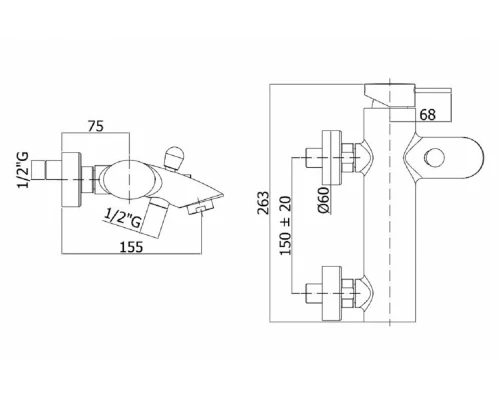 Смеситель Paffoni Berry BR022CR для ванны, без душевого гарнитура, цвет хром