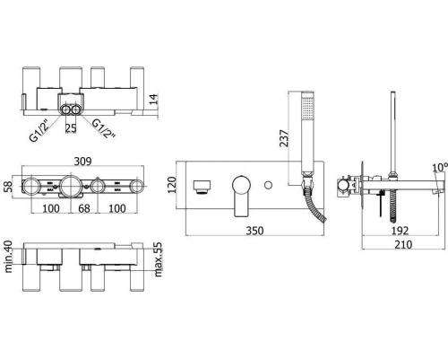 Смеситель Paffoni Tango TA001CR для ванны и душа