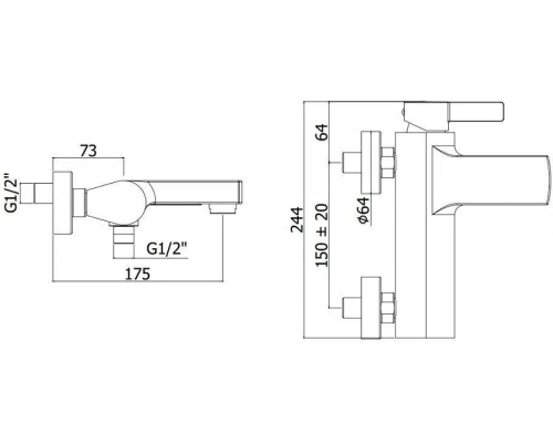 Смеситель Paffoni Rock RO022CR для ванны и душа