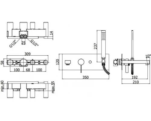 Смеситель Paffoni Rock RO001CR для ванны и душа
