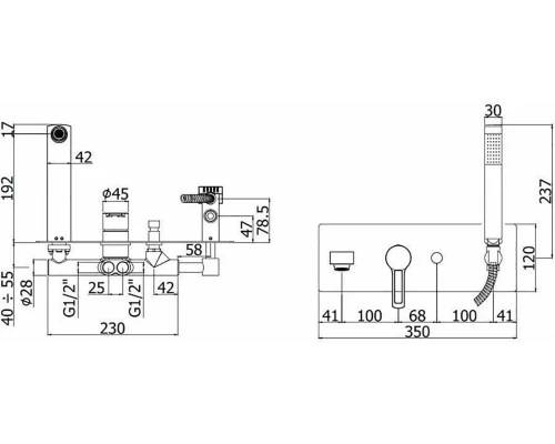 Смеситель Paffoni Ringo RIN001NO для ванны и душа